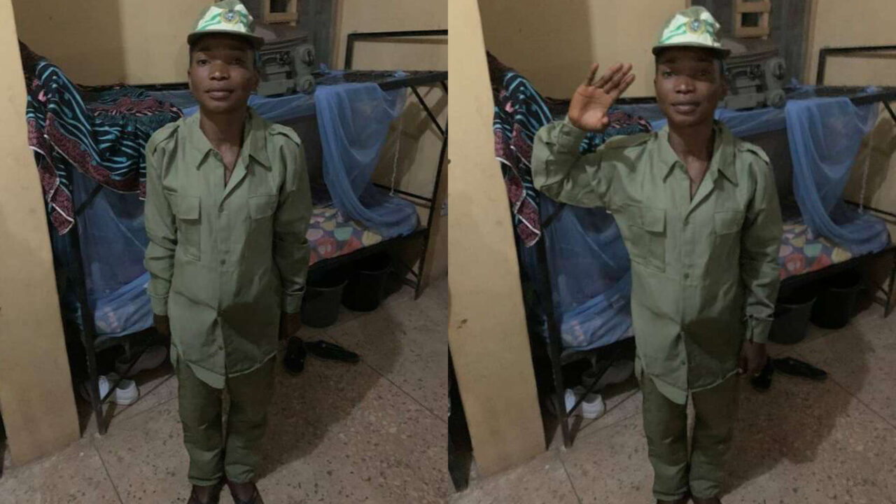 Female Corps Member Displays Patriotism, Pledges To Serve Nigeria With Oversized Kits