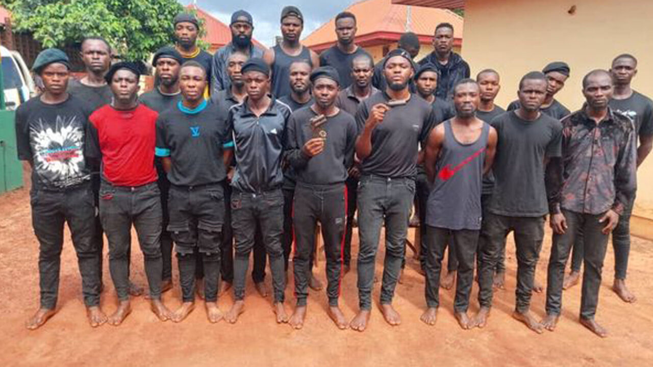 Secret Cult Initiation Busted In Enugu, 26 Suspects Arrested, Ammunitions Recovered