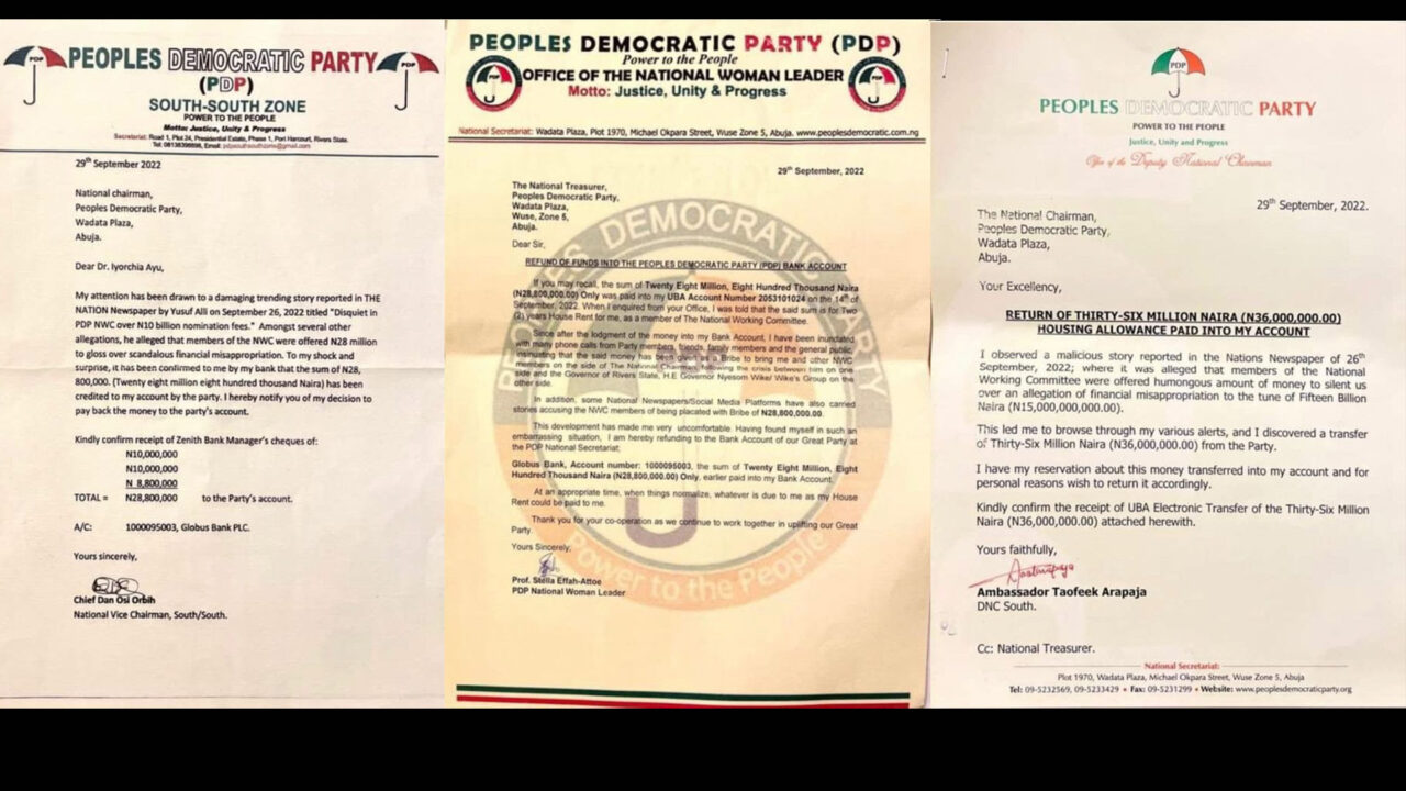 New Twist In PDP Crisis, NEC Members return Billions Of Naira