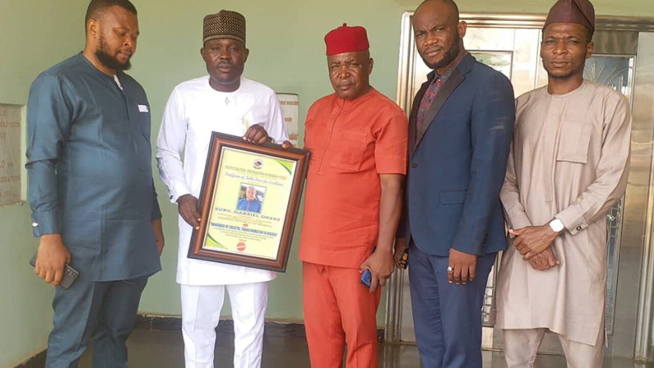 Anambra: Surv. Okeke Receives Award of Excellence from YOCEN