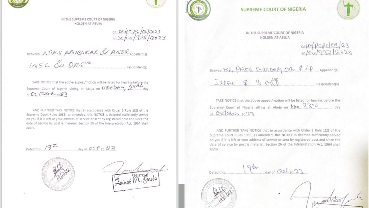 Supreme Court to hear oppositions’ appeals against Tinubu’s election on Monday