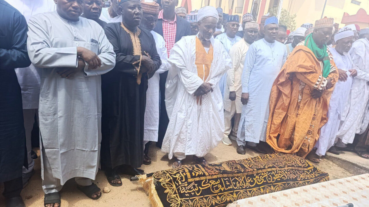 Governor Fintiri, Dangote, others stand in funeral prayer of late Bamanga Tukur  
